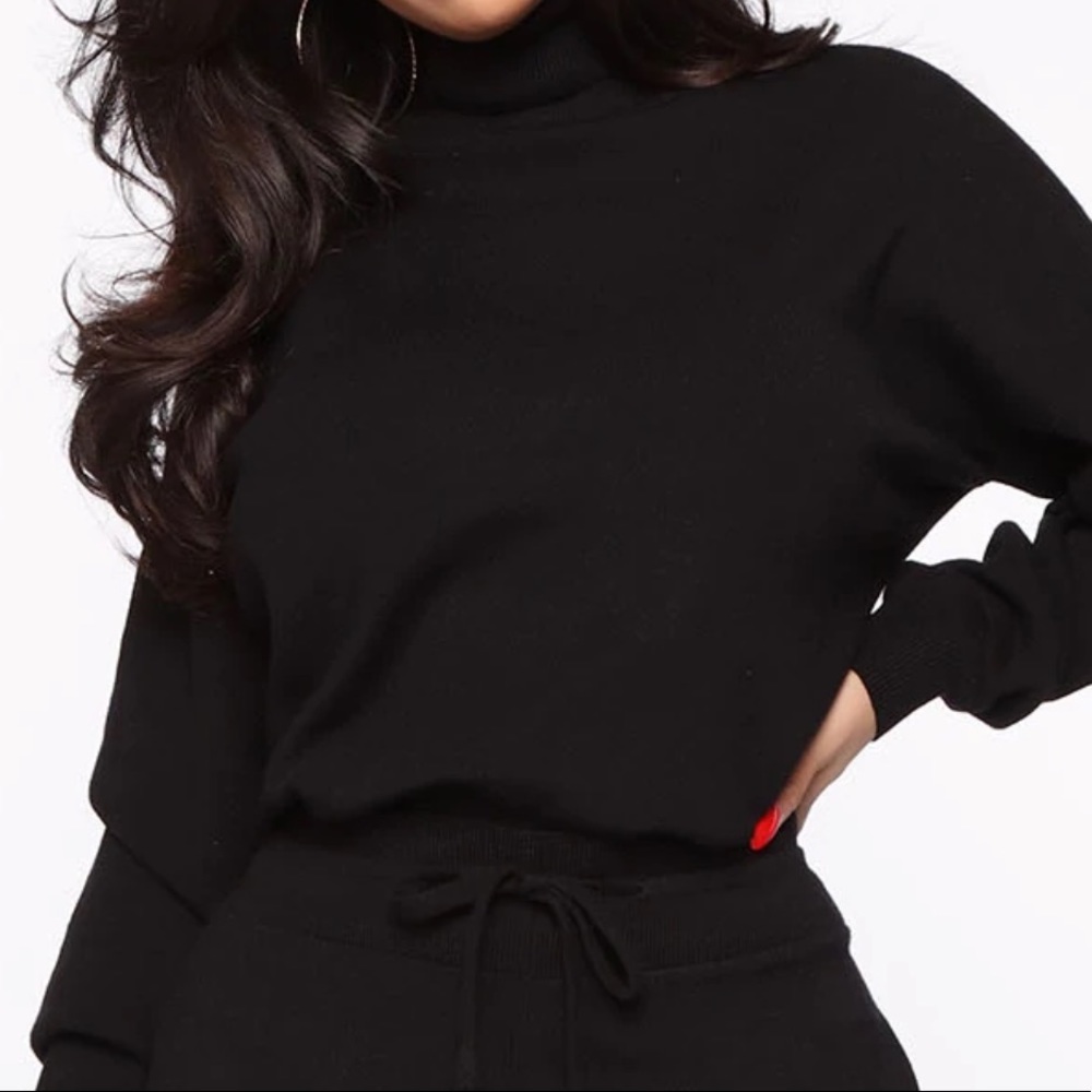 Fashion Nova: Black Chill Mami Light Sweater Top